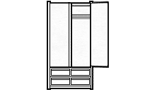Homestead Double Door Wardrobe w\/4 Bottom Drawers (2 Sets of 2 Side by Side), Interior Shelf & Clothes Rod, 42"W, 78"H